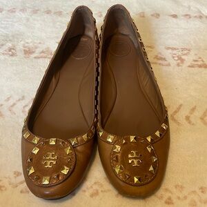 Tory Birch Brown Leather Studded ballet flats